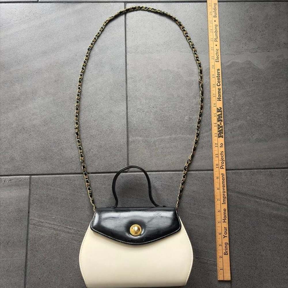 Vintage Black and White Leather Convertible Shoulder Bag